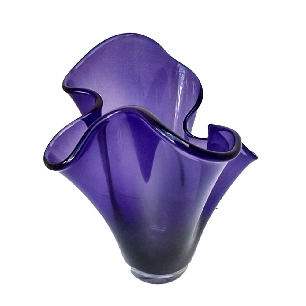 Art Glass Purple Handkerchief Vase